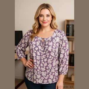 Chic Soul Blouse Lavender White 1X NWOT